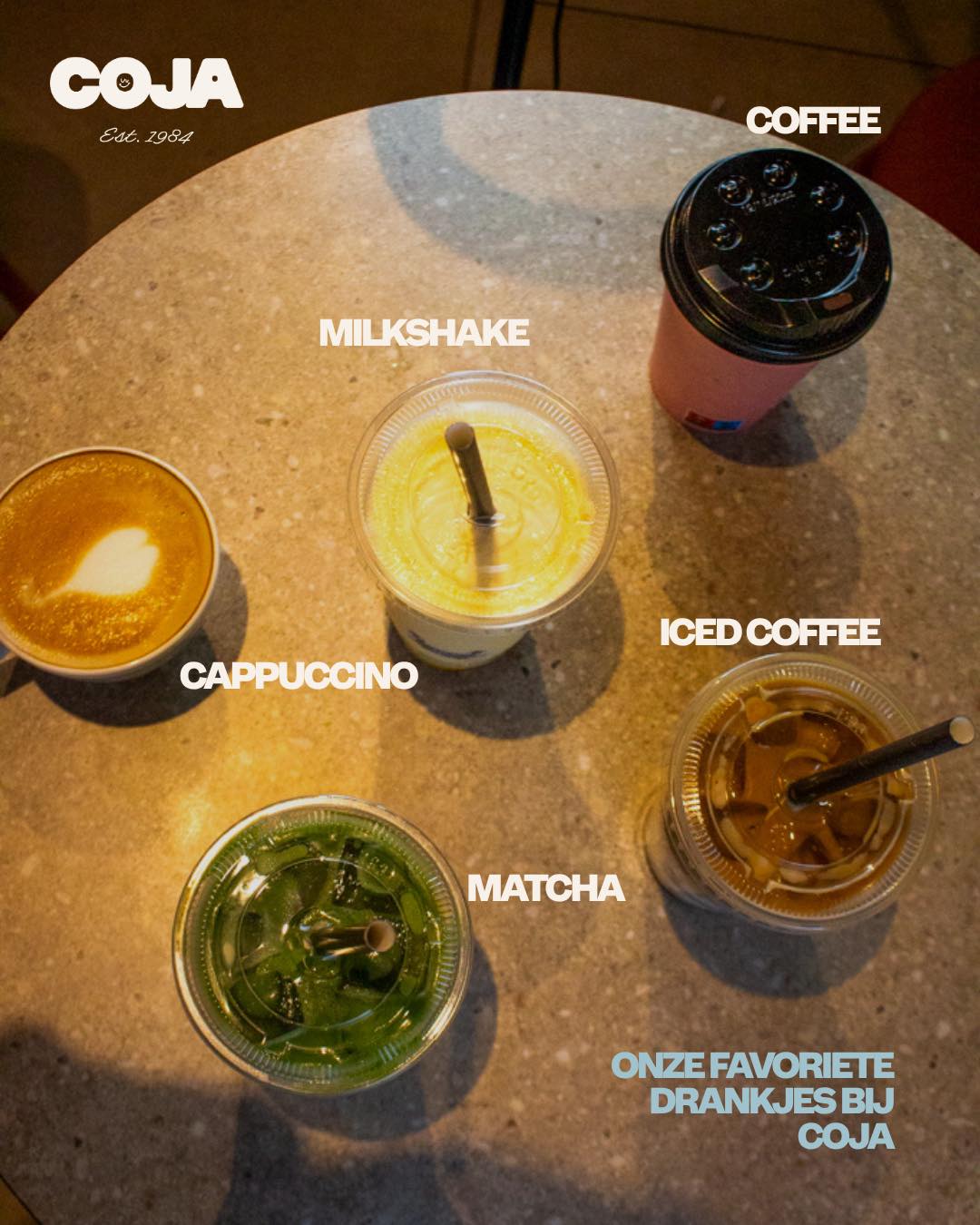 Matcha latte en milkshake